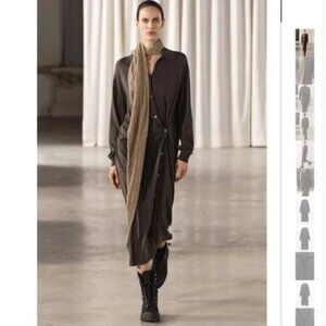 NWT ZARA KNIT DRESS WITH SIDE BUTTONS DARK BROWN